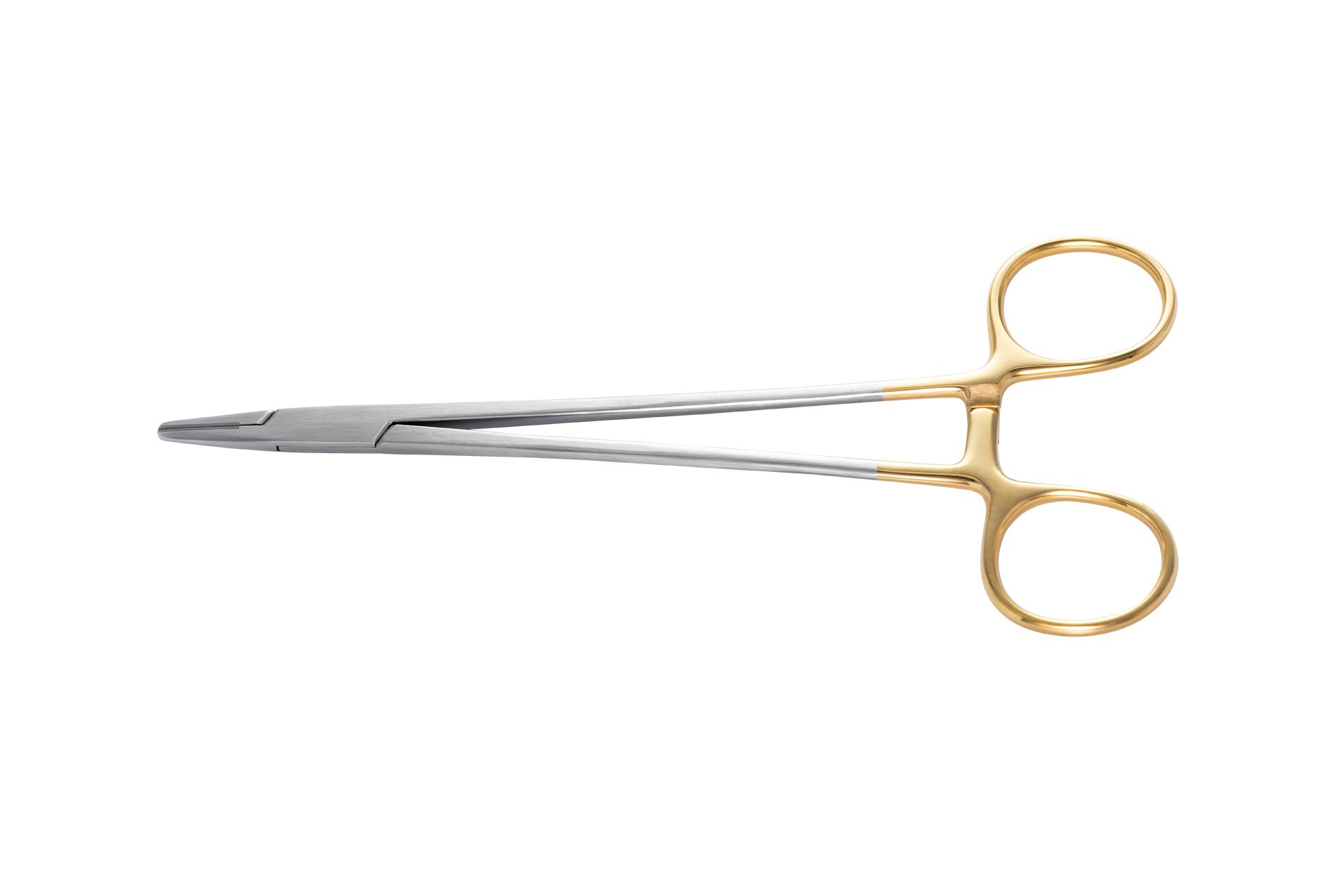 Chirurgische schaar met goudkleurige ringgrepen voor dentale procedures