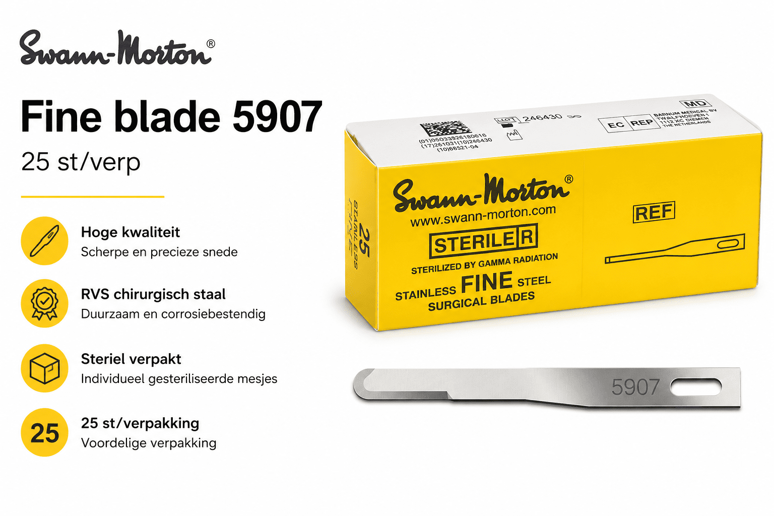 Micro scalpel blades SM67, steriel 25 st/verp